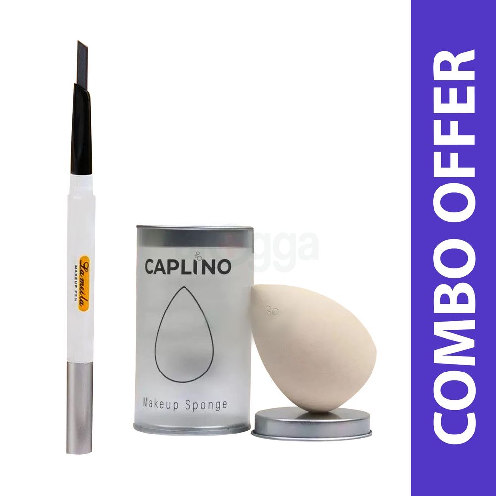 Lameila Eyebrow Pencil Shade 804 (0.3g) and Caplino Beauty Makeup Sponge Ash 1Pc  