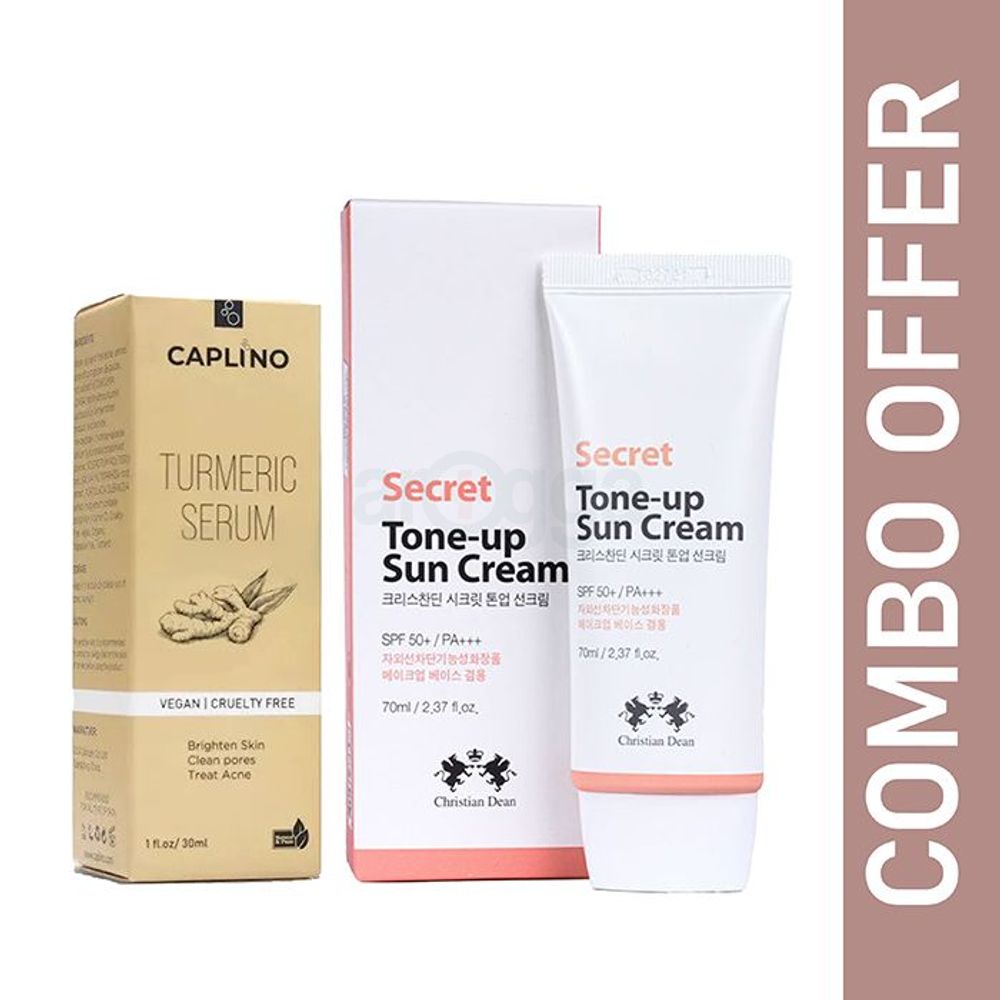 Caplino Turmeric Serum (30ml) and Christian Dean Secret Tone Up Sun Cream SPF 50+ PA+++ (70ml)  