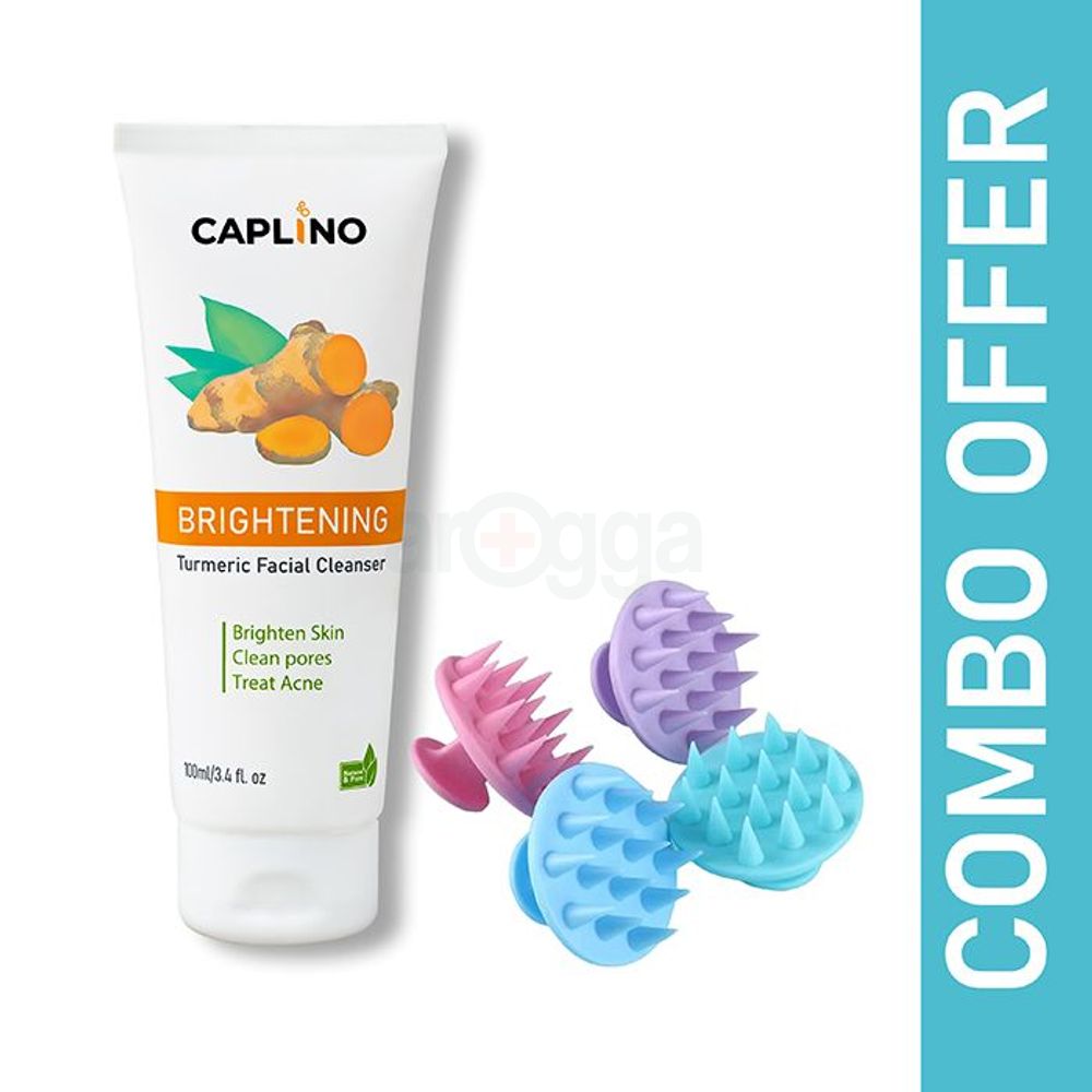 Caplino Brightening Turmeric Face Cleanser 100ml and Sleek Beauty Silicon Hair Brush 1Pc  