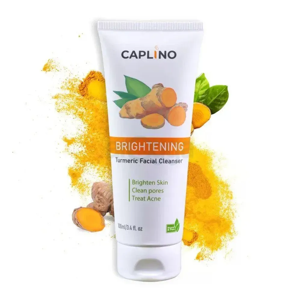 Caplino Brightening Turmeric Face Cleanser 100ml and Sleek Beauty Silicon Hair Brush 1Pc  
