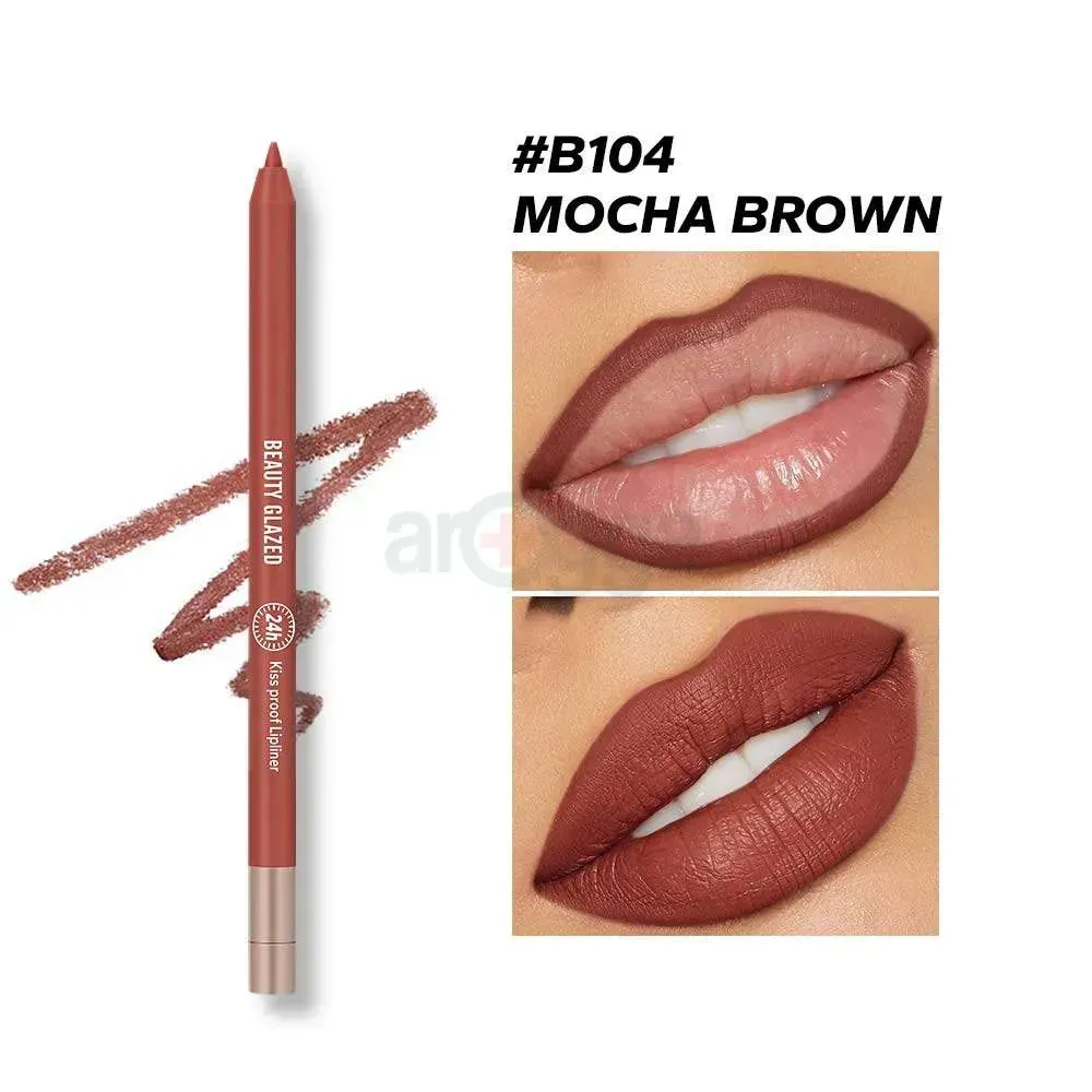 Beauty Glazed Waterproof & Long Lasting Lip Liner Mocha Brown B104 (0.6g) and Beauty Glazed Matte Liquid Lipstick Dark Brown 118 (2.8g)  