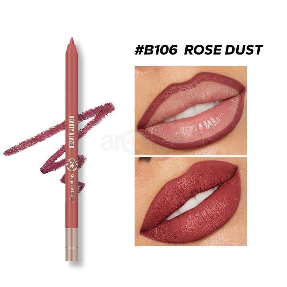 Beauty Glazed Velvet Super Matte Lip & Cheek Mud 305 (2.5g) and Beauty Glazed Waterproof & Long Lasting Lip Liner Rose Dust B106 (0.6g)  