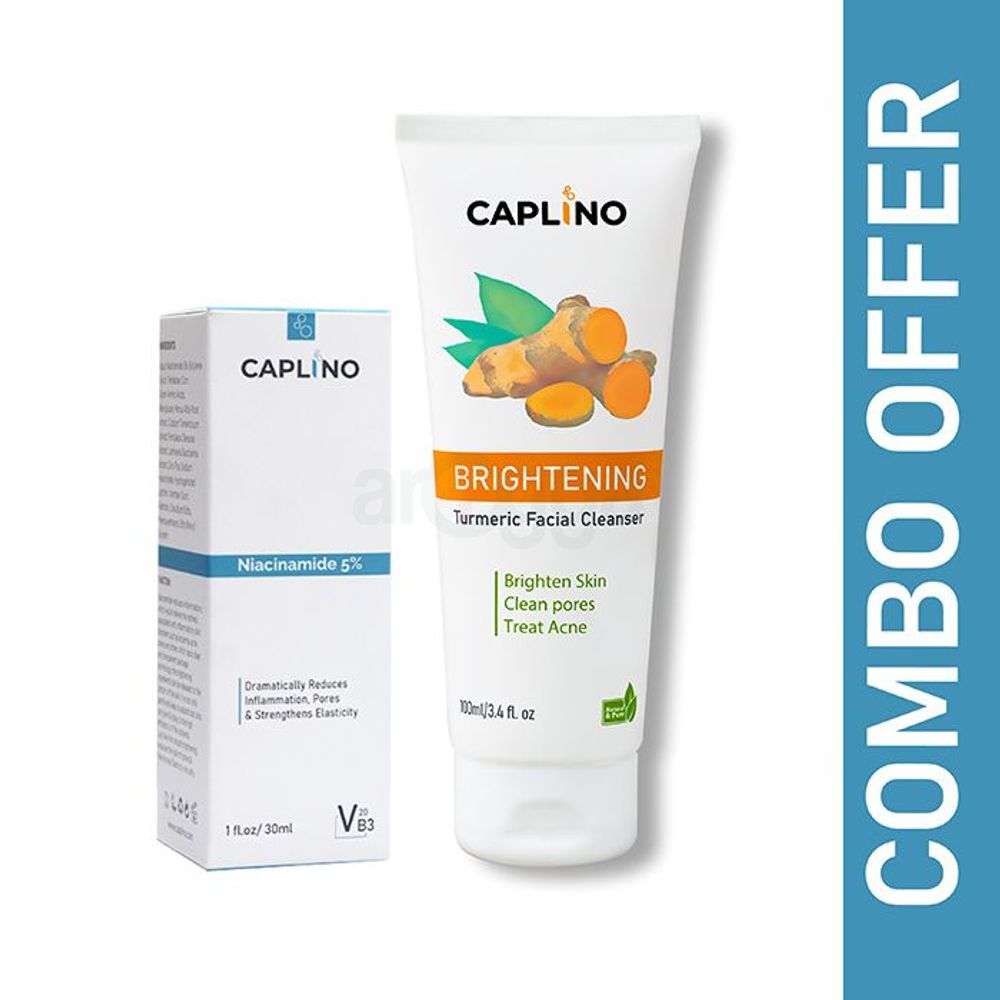 Caplino Brightening Turmeric Facial Cleanser 100ml and Caplino Niacinamide 5% Serum 30ml  