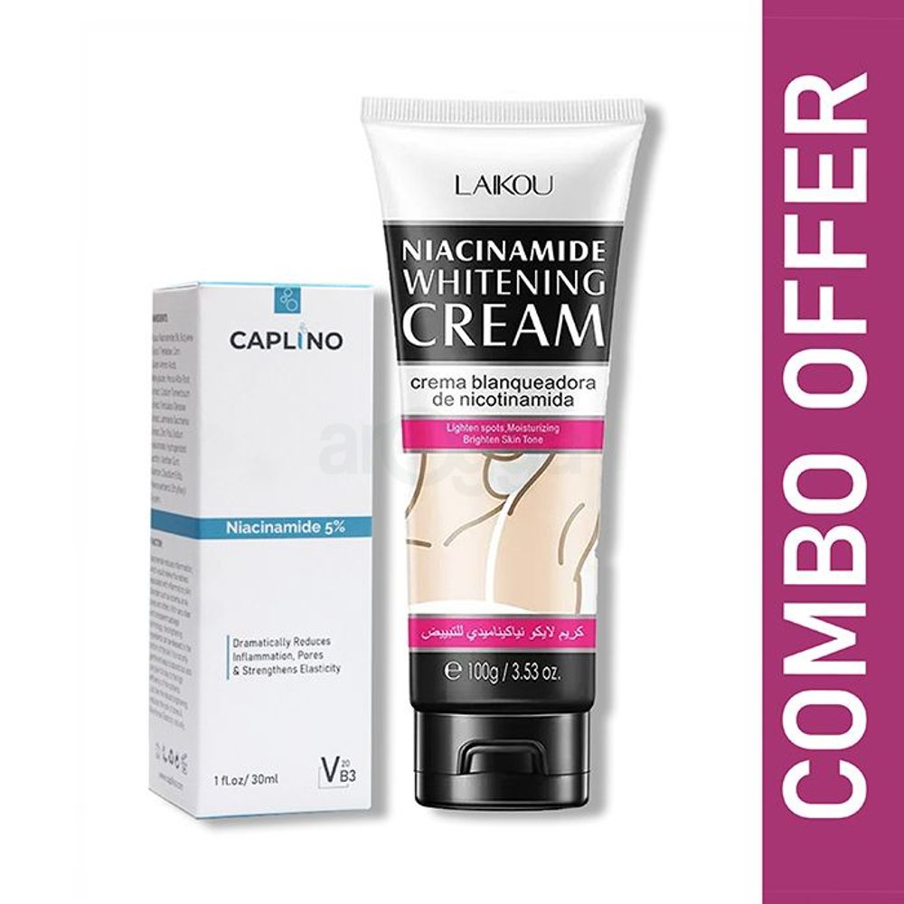 Caplino Niacinamide 5% Serum 30ml and Laikou Niacinamide Whitening Cream 100g  