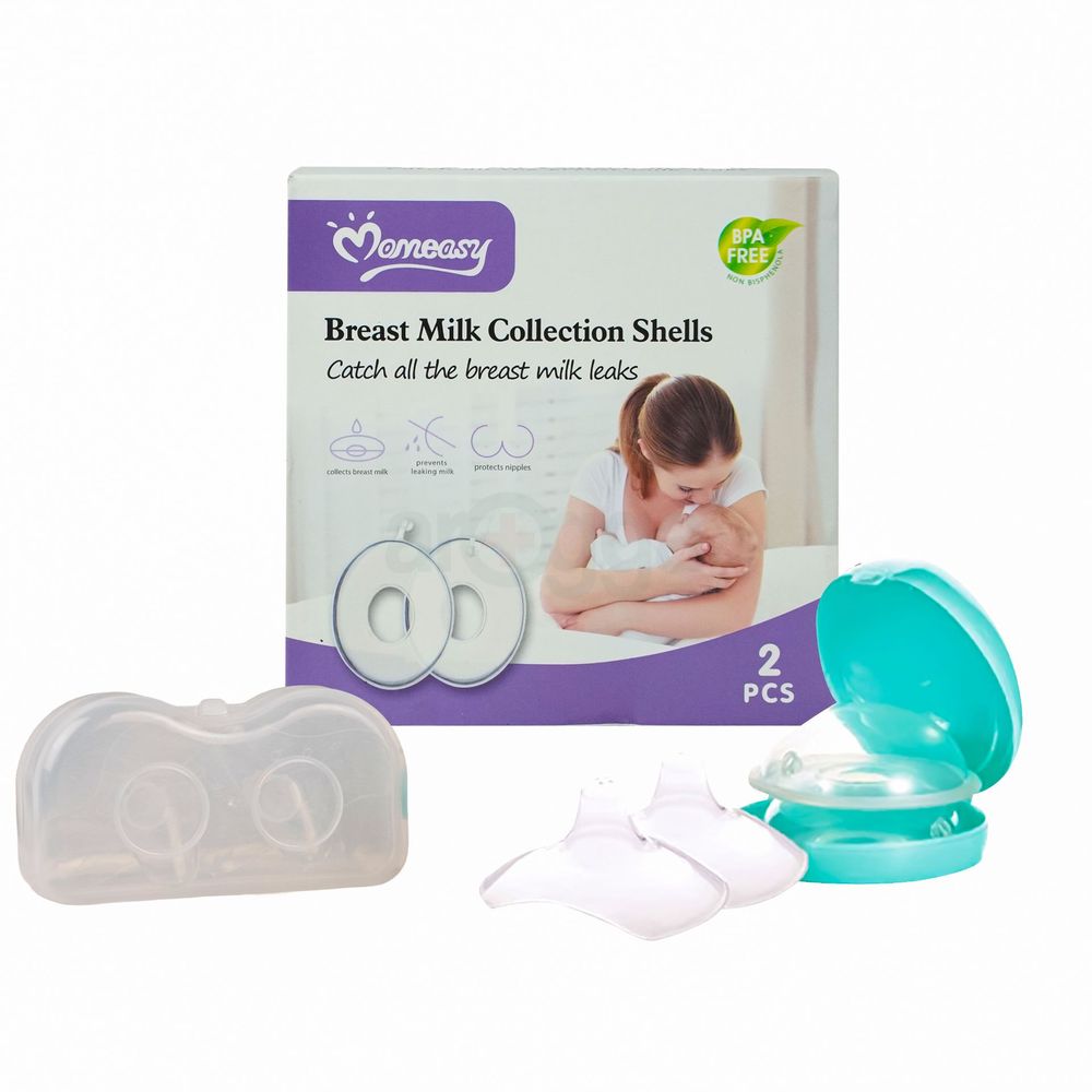 Buy Momeasy Breast Milk Collection Shells 2pcs & Get 2pcs Breastfeeding Silicon Nipple Shield with Carrying Boxes   