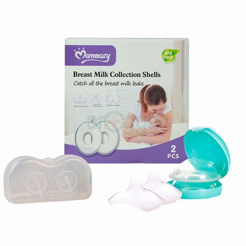 Buy Momeasy Breast Milk Collection Shells 2pcs & Get 2pcs Breastfeeding Silicon Nipple Shield with Carrying Boxes   