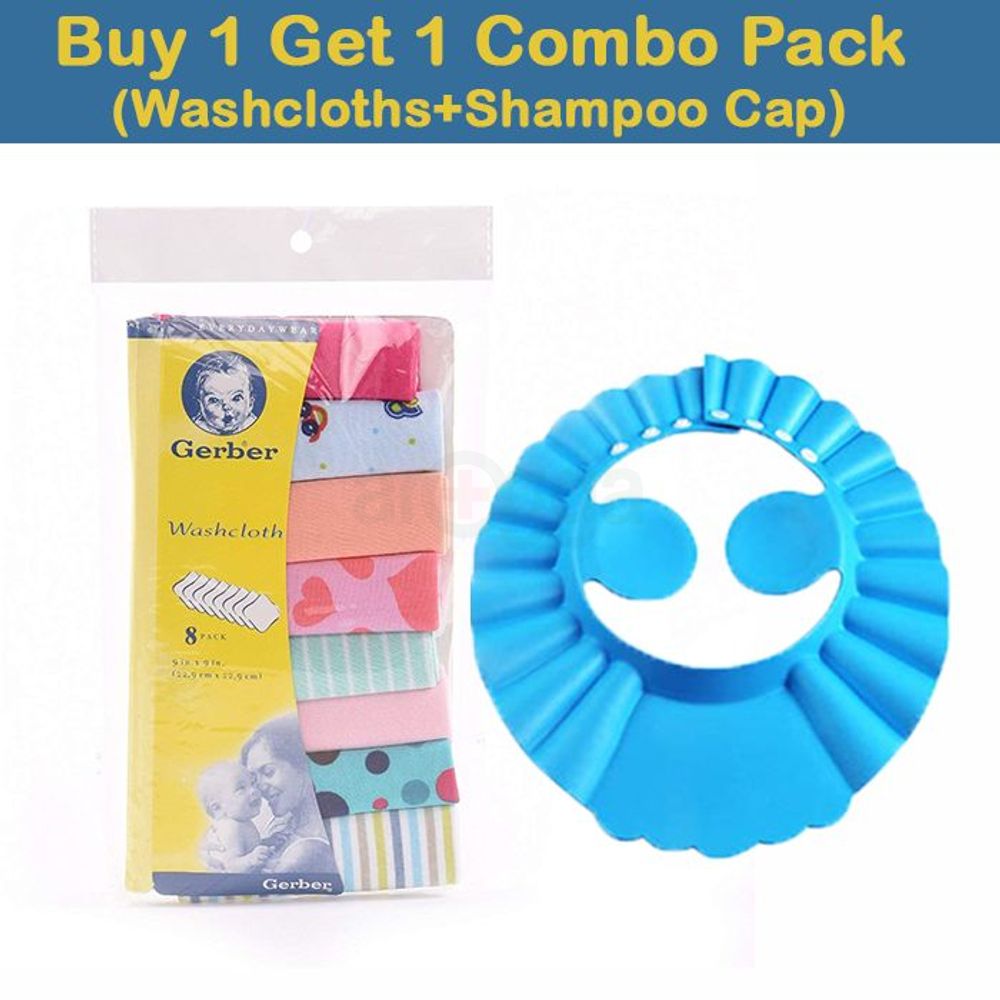 Buy Gerber Washcloths 8 Pack Set & Get Kids Shampoo Cap (3+ Months) Free  