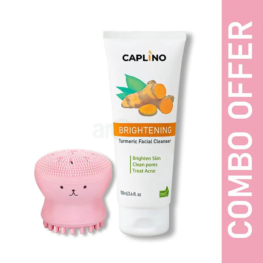 Caplino Brightening Turmeric Facial Cleanser 100ml and Octopus Face Brush  