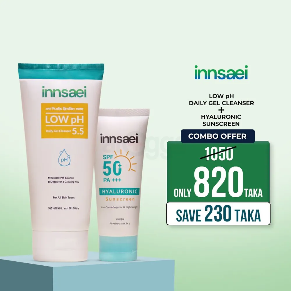 Innsaei Low pH Daily Gel Cleanser 5.5 150ml and Innsaei Hyaluronic Sunscreen 50ml  