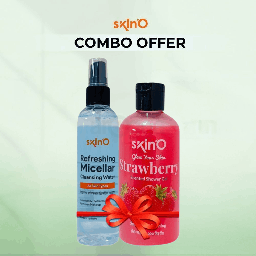 skinO Refreshing Micellar Cleansing Water 100ml and skin'O Glow Your Skin Strawberry Scented Shower Gel 220ml  
