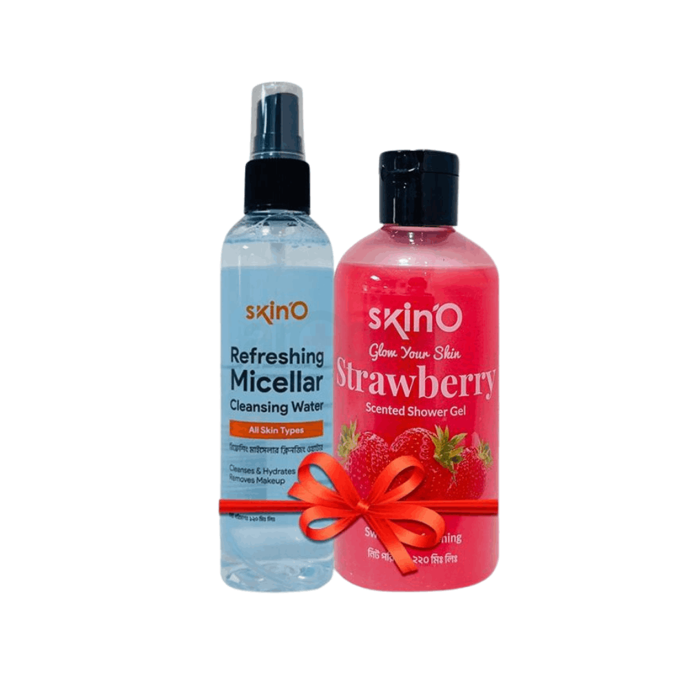 skinO Refreshing Micellar Cleansing Water 100ml and skin'O Glow Your Skin Strawberry Scented Shower Gel 220ml  
