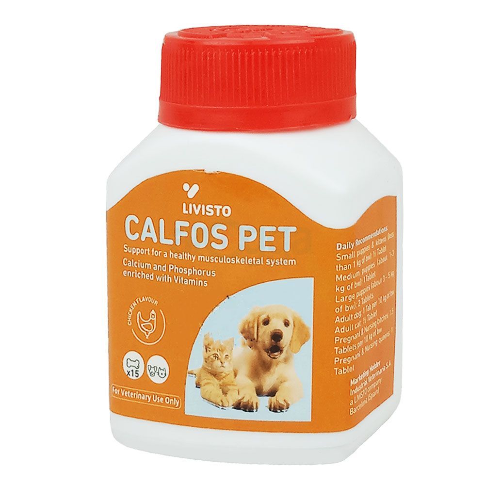 Livisto Calfos Pet Calcium And Phosphorus Enriched With Vitamins 15 Tablets  