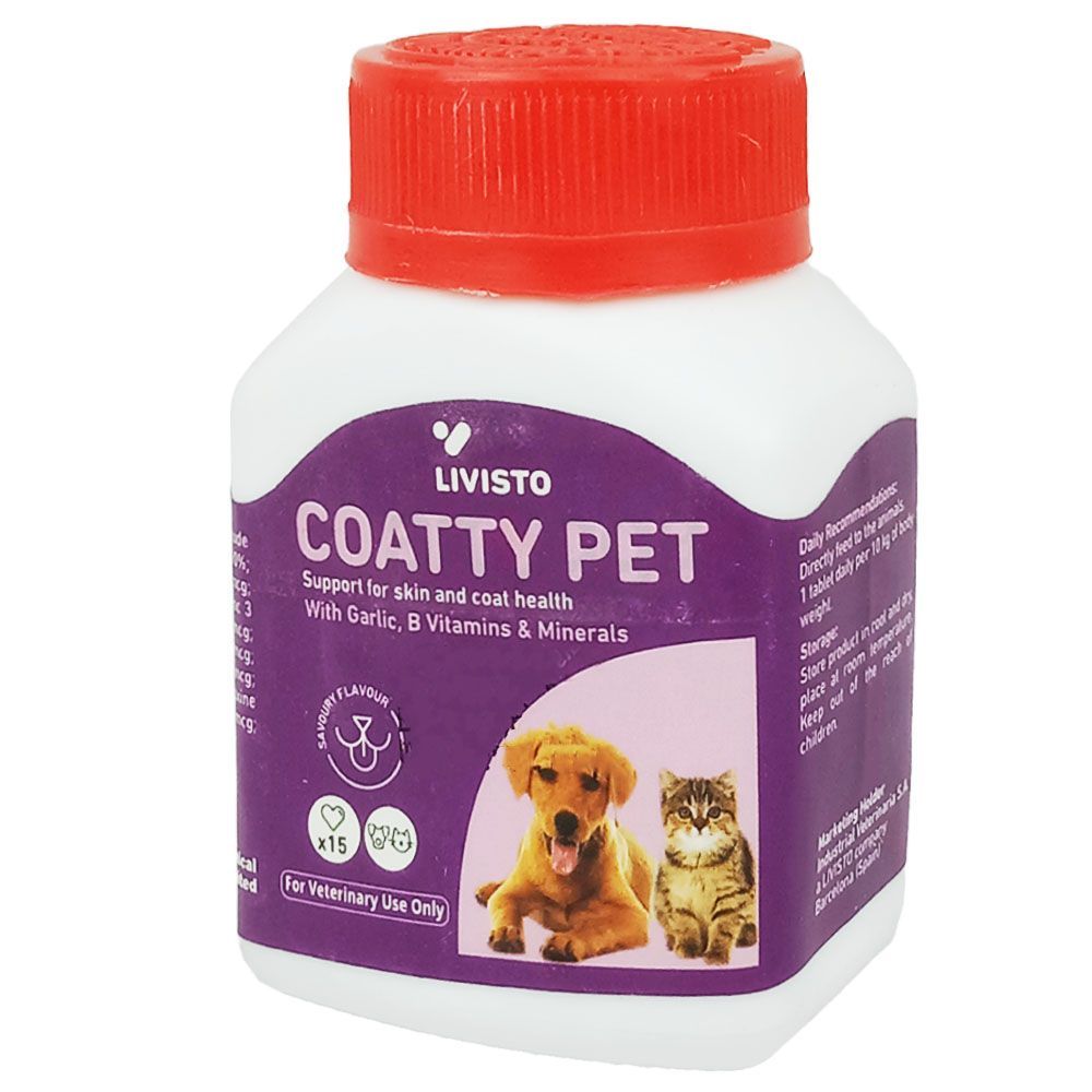 Livisto Coatty Pet Support For Skin And Coat Health With Garlic,B Vitamins & Minerals 15 Tablets  