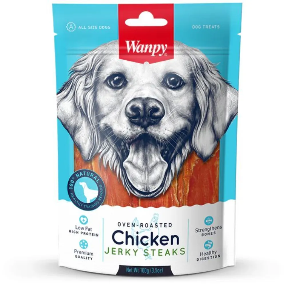 Wanpy Dog Treat Oven Roasted chicken Jerky 100g
  