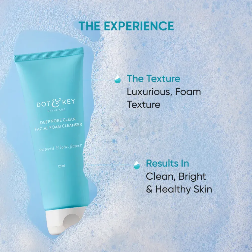 Dot and Key Deep Pore Clean Milky Foam Cleanser with Seaweed & Lotus Flower  