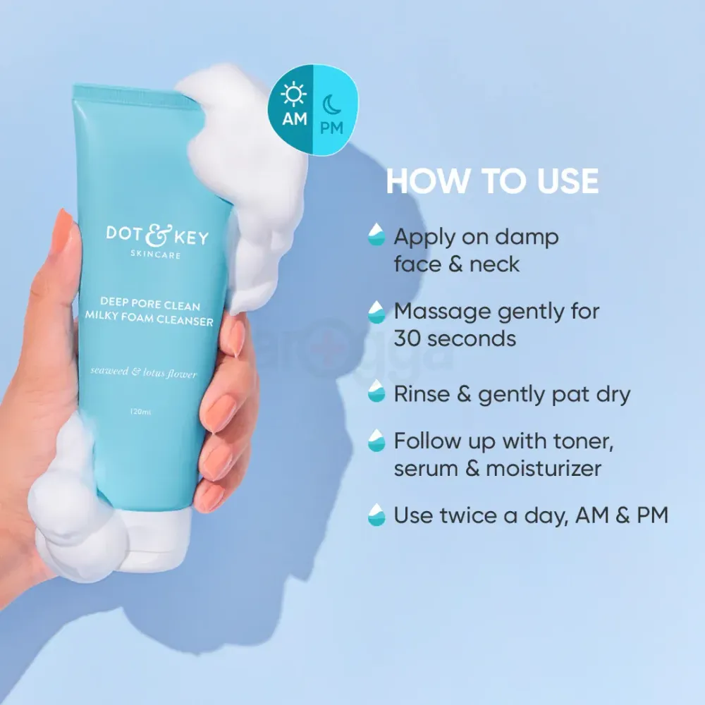 Dot and Key Deep Pore Clean Milky Foam Cleanser with Seaweed & Lotus Flower  