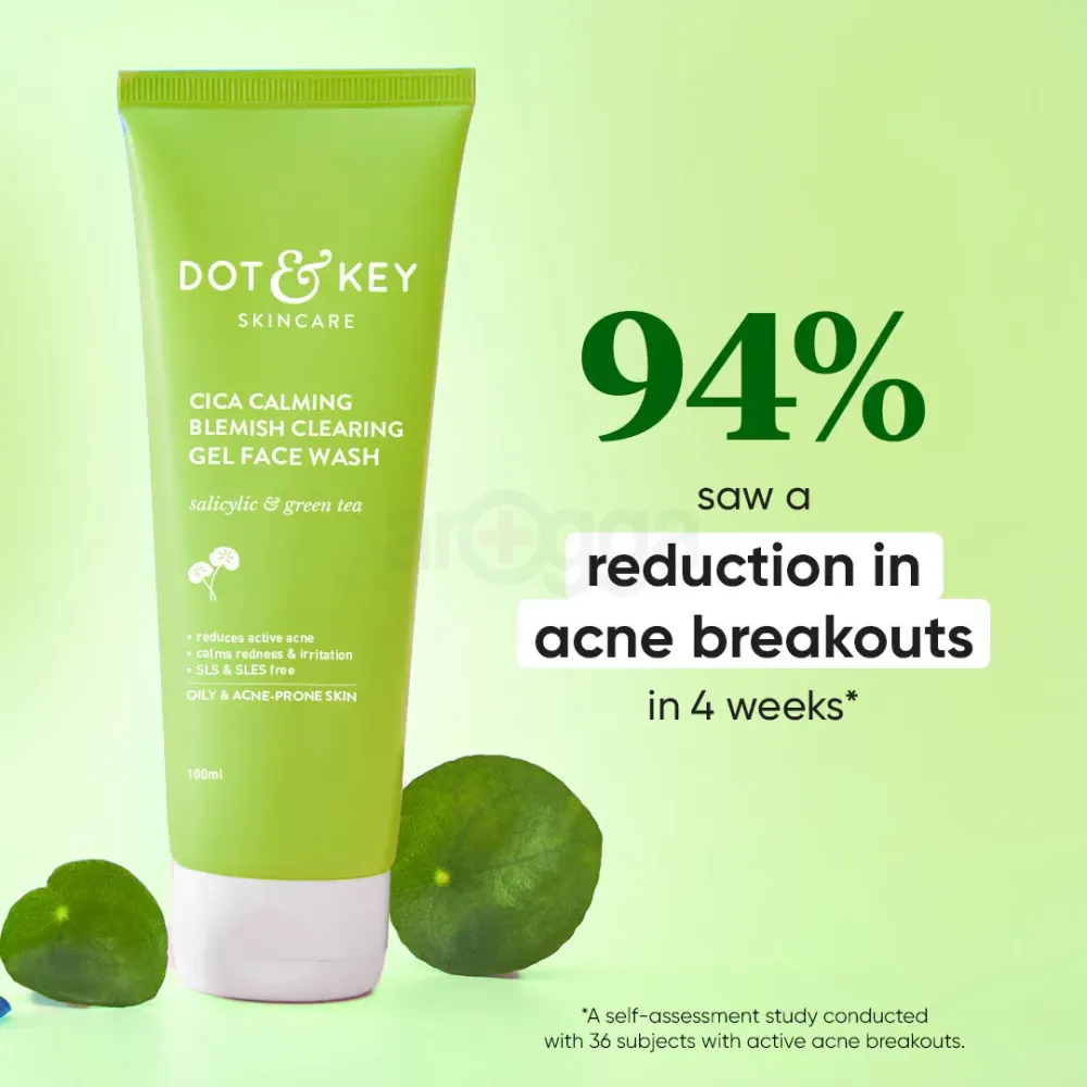 Dot and Key Cica Calming Blemish Clearing Gel Face Wash for Oily & Acne Prone Skin  