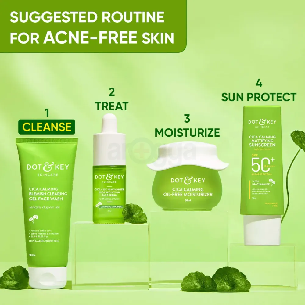 Dot and Key Cica Calming Blemish Clearing Gel Face Wash for Oily & Acne Prone Skin  