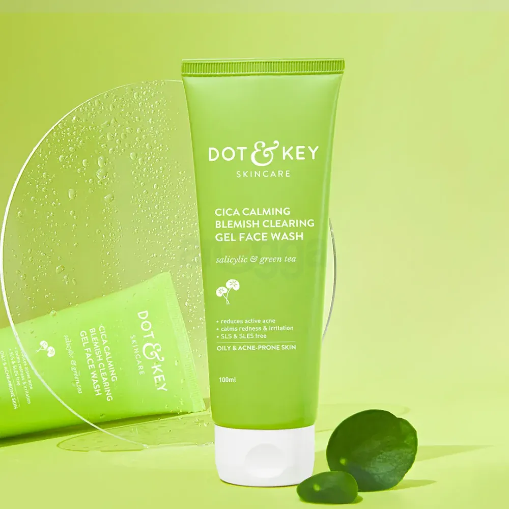 Dot and Key Cica Calming Blemish Clearing Gel Face Wash for Oily & Acne Prone Skin  