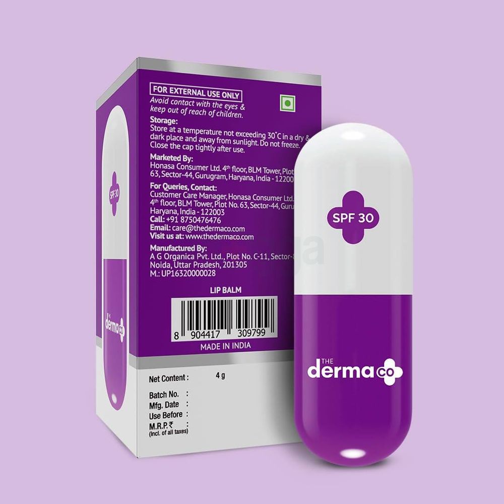 The Derma Co 1% Ceramide Complex Lip Balm SPF 30 PA++ for Dry and Chapped Lips   