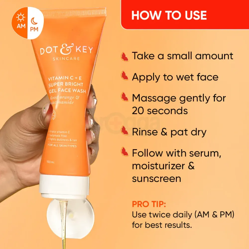 Dot and Key Vitamin C + E Super Bright Gel Face Wash with Niacinamide for All Skin Types  
