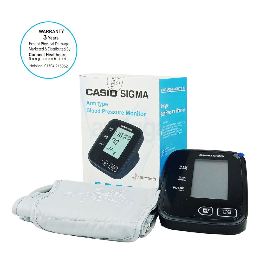 Casio Sigma Arm Type Digital Blood Pressure Monitor Model- YK-BPA2 (Black)  