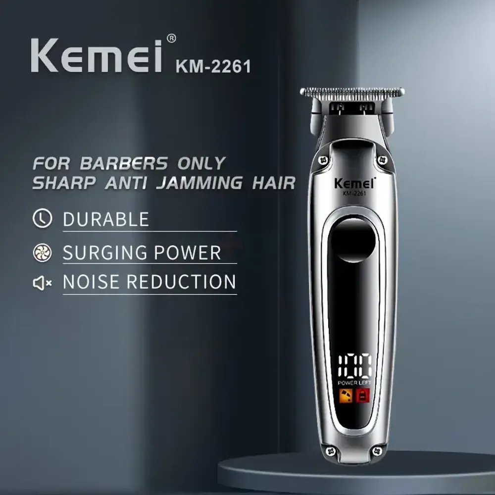 Kemei KM-2261 Rechargeable LCD Screen Professional Hair Trimmer for Men  