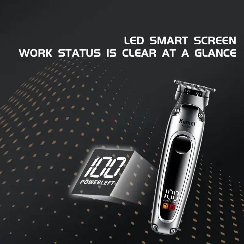 Kemei KM-2261 Rechargeable LCD Screen Professional Hair Trimmer for Men  