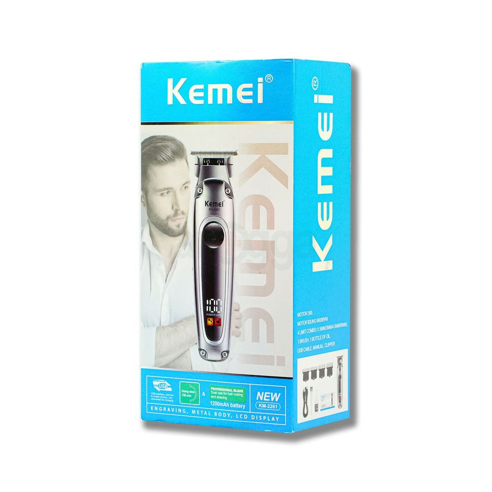 Kemei KM-2261 Rechargeable LCD Screen Professional Hair Trimmer for Men  