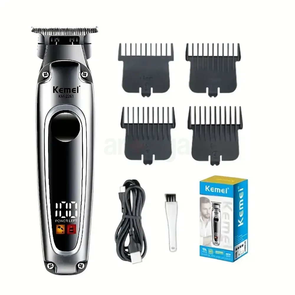 Kemei KM-2261 Rechargeable LCD Screen Professional Hair Trimmer for Men  