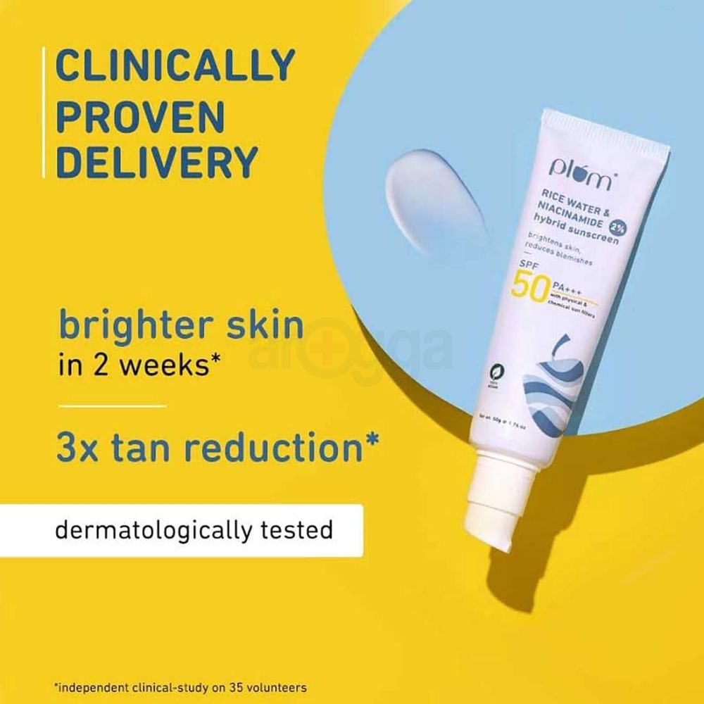 Plum Rice Water & 2% Niacinamide SPF 50 PA+++ Hybrid Sunscreen 50g  