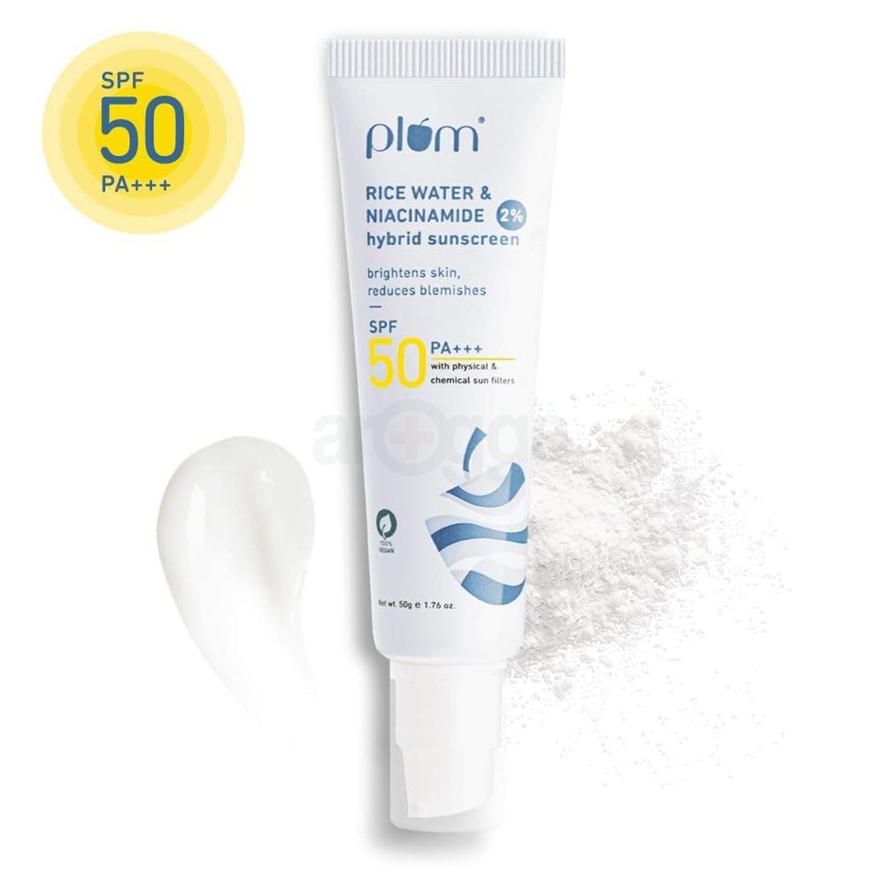Plum Rice Water & 2% Niacinamide SPF 50 PA+++ Hybrid Sunscreen 50g  