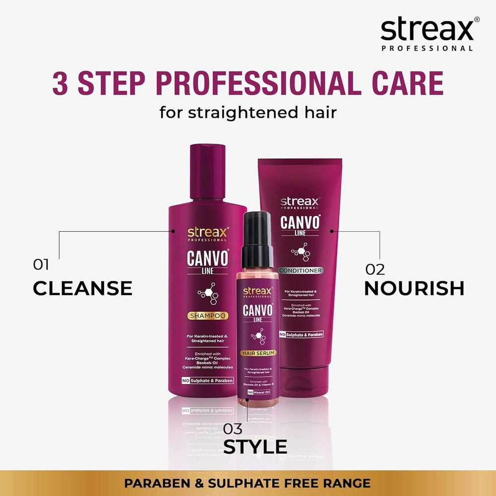 Streax Professional Canvo Line Sulphate and Paraben Free Shampoo for Keratin Treated And Straightened Hair 1.5 L  