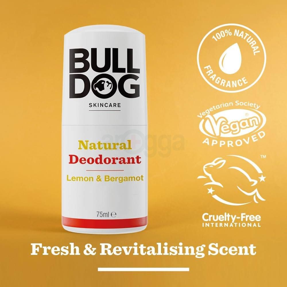 Bulldog Lemon and Bergamot Natural Deodorant for Men with Fresh and Revitalising Scent  