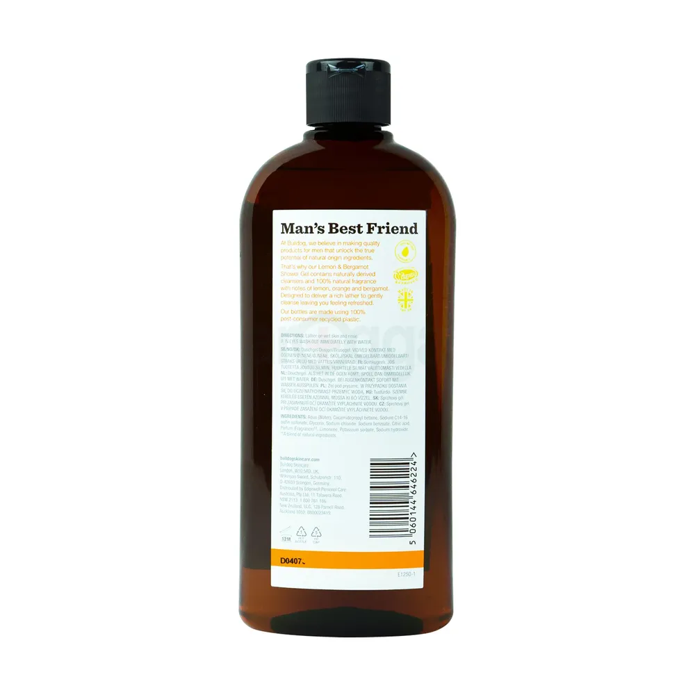 Bulldog Lemon and Bergamot Shower Gel with Fresh and Revitalising Scent  