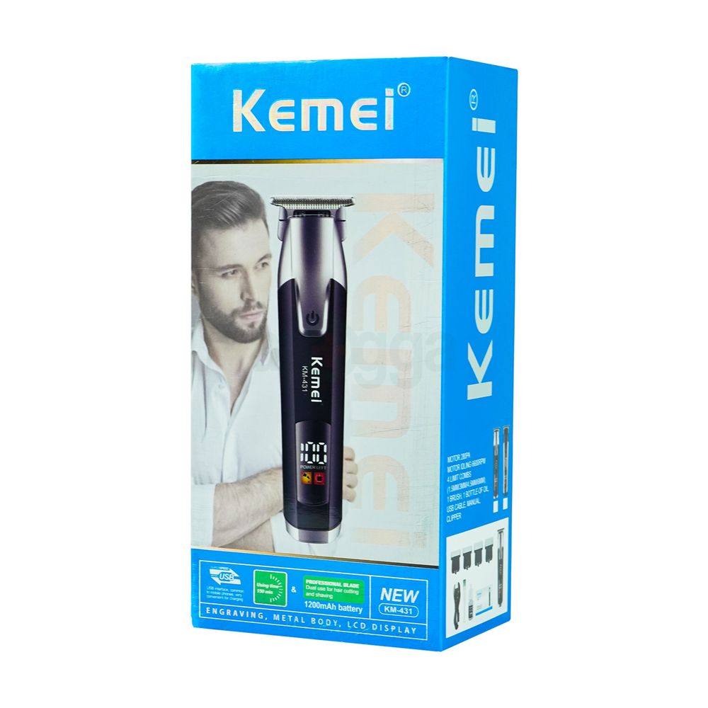 Kemei KM-431 Rechargeable LCD Screen Professional Hair Trimmer for Men  