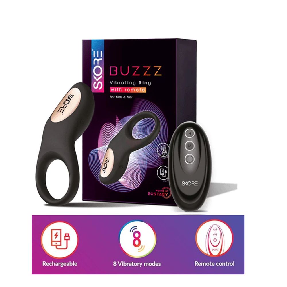 Skore Buzzz Vibrating ring With Remote Controlled For Him & Her  