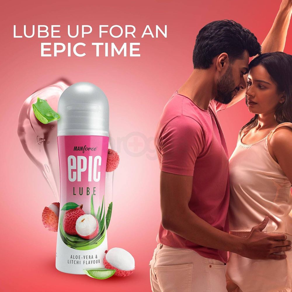 Manforce Epic Lube Aloe-Vera & Litchi Flavoured Water-Based Lube Gel - 60ml  