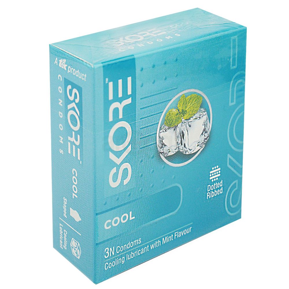 Skore Cool With Mint Sensation Dotted & Ribbed Condom - 3Pcs Pack(India)  