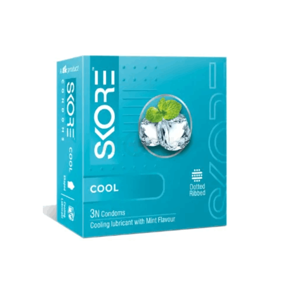Skore Cool With Mint Sensation Dotted & Ribbed Condom - 3Pcs Pack(India)  