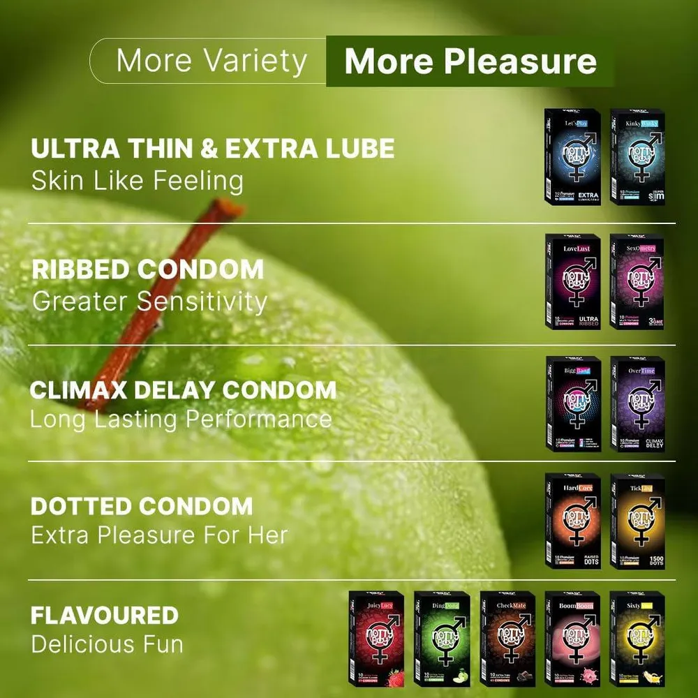 NottyBoy Extra Thin Plain Green Apple Flavoured Condom - 3Pcs Pack  