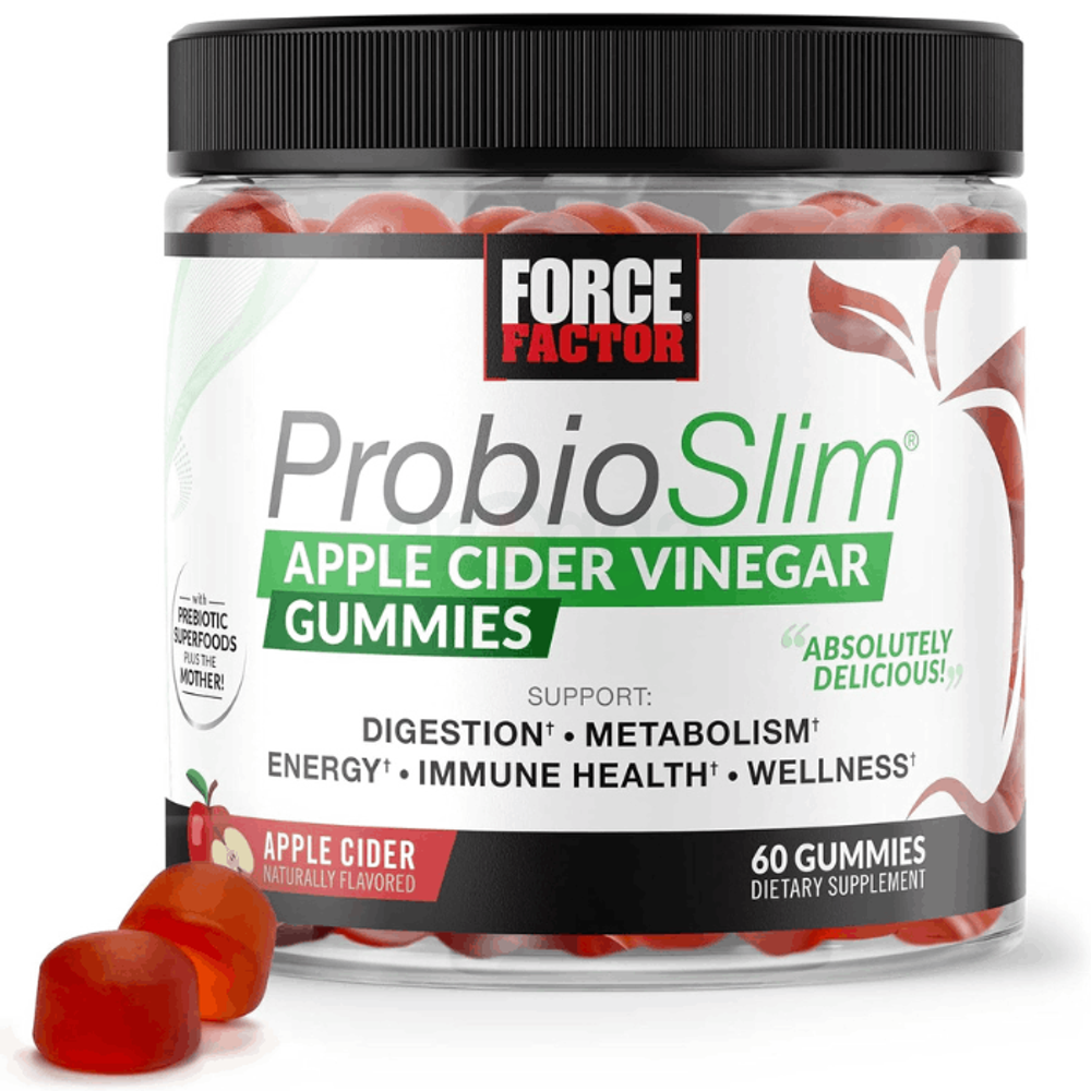 Force Factor ProbioSlim Apple Cider Vinegar Probiotics and Prebiotics to Support Digestion 60 Gummies  