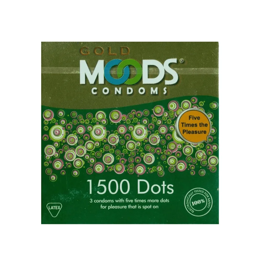 Moods Gold Condom 1500 Dots - Combo Pack - 2 Packs - 3X2=6Pcs  