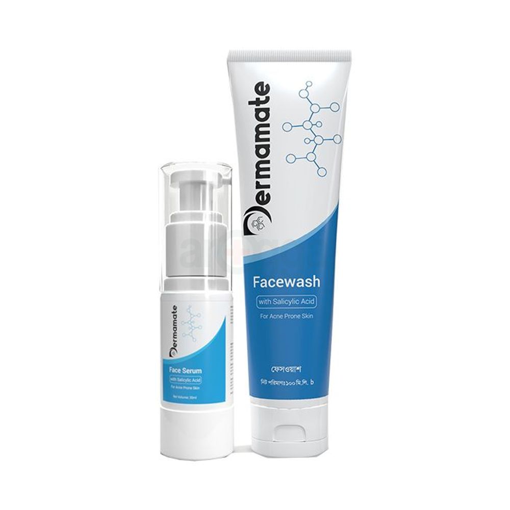 Buy 1 Dermamate Face Serum with Salicylic Acid 30ml Get 1 Dermamate Acne Face Wash 100ml Free  