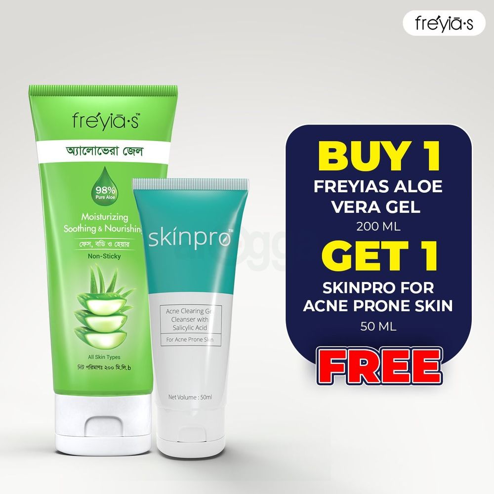 Buy 1 Freyias Aloe Vera Gel 200ml Get 1 Skinpro Cleansing Gel with Salicylic Acid for Acne Prone Skin 50ml Free  