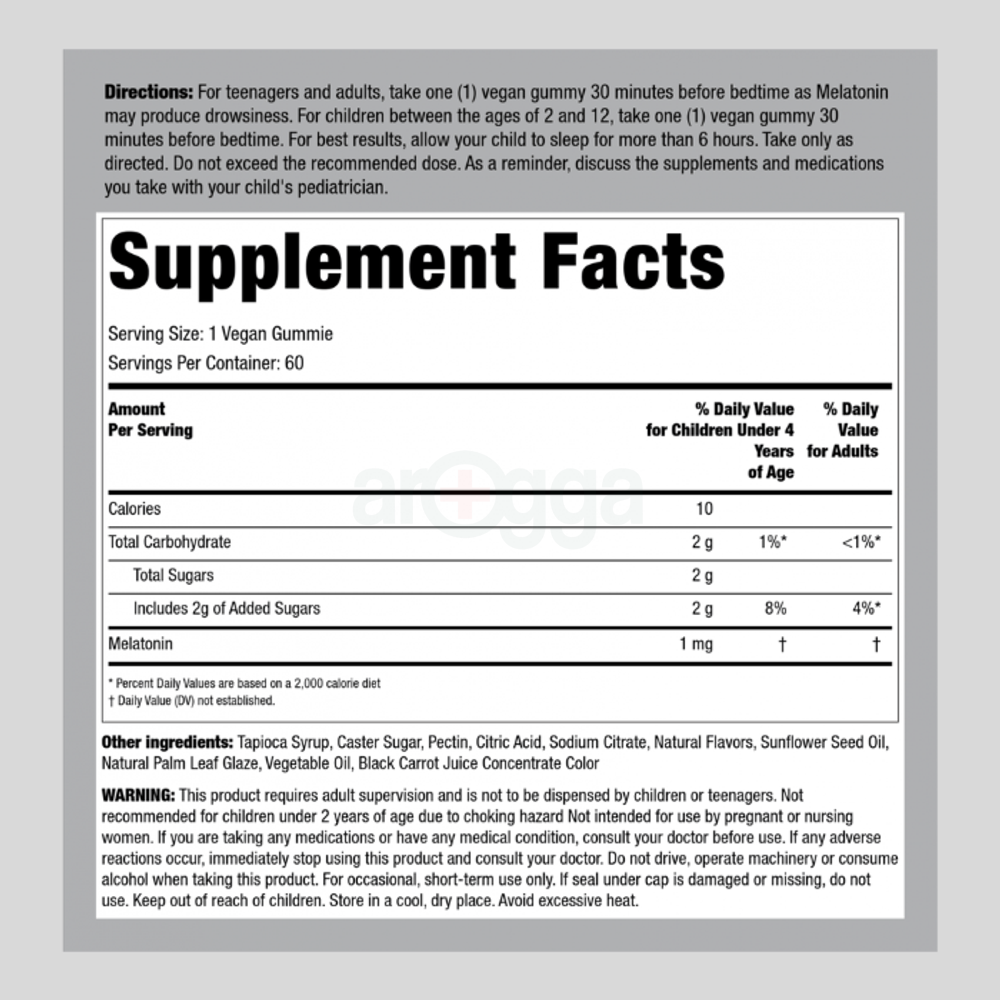 Piping Rock Melatonin Gummies 1mg 60 gummies  