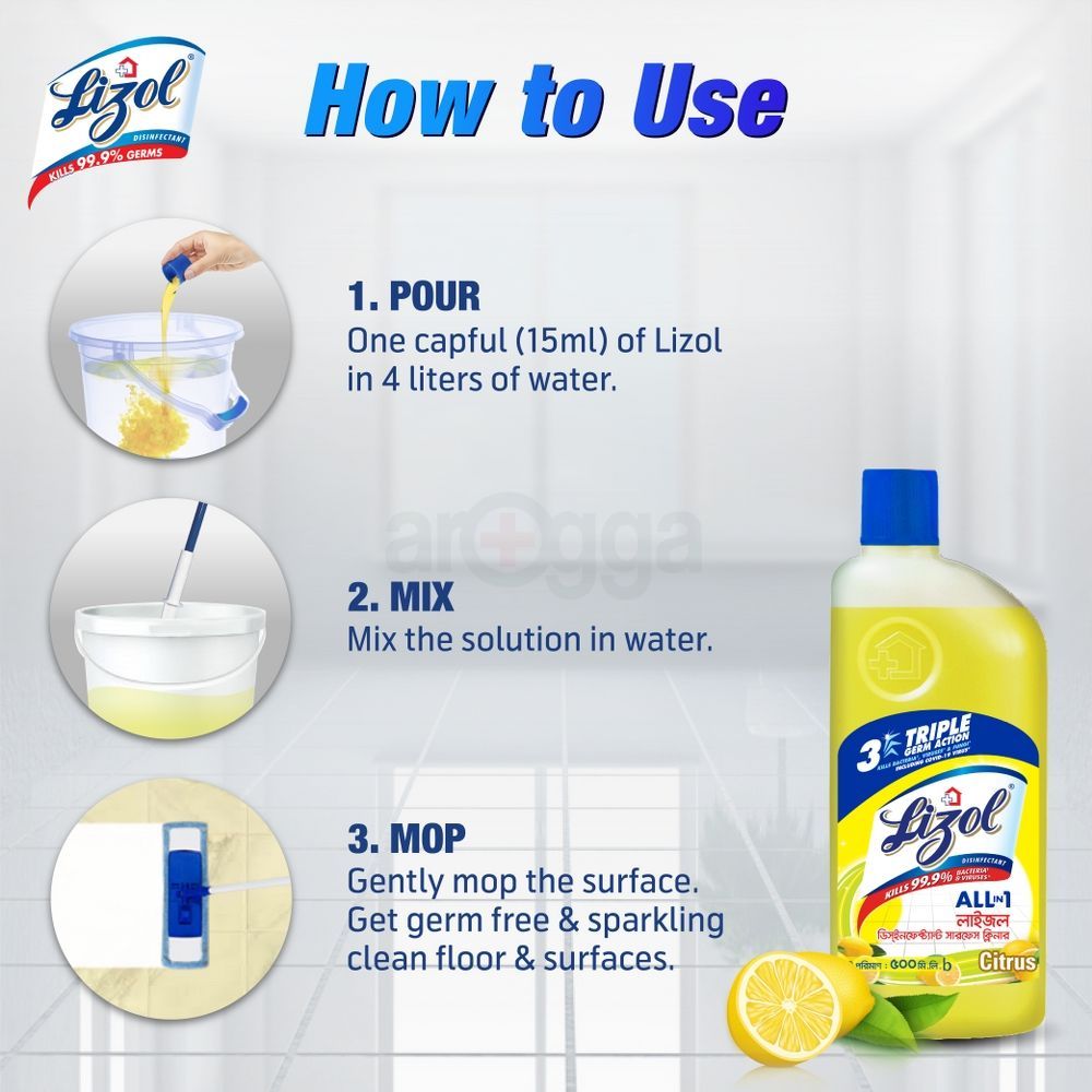 Lizol Disinfectant Surface Cleaner Citrus 500ml  