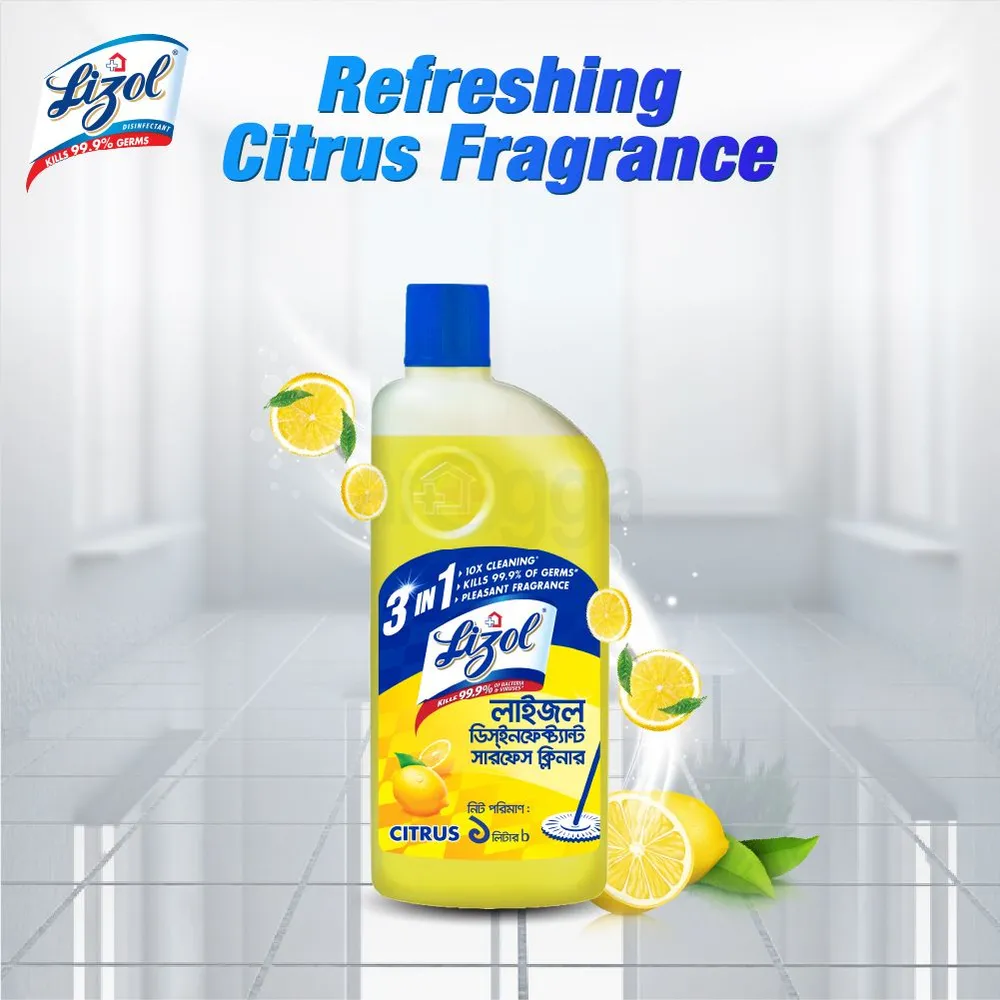 Lizol Citrus Disinfectant Surface Cleaner 1 L  
