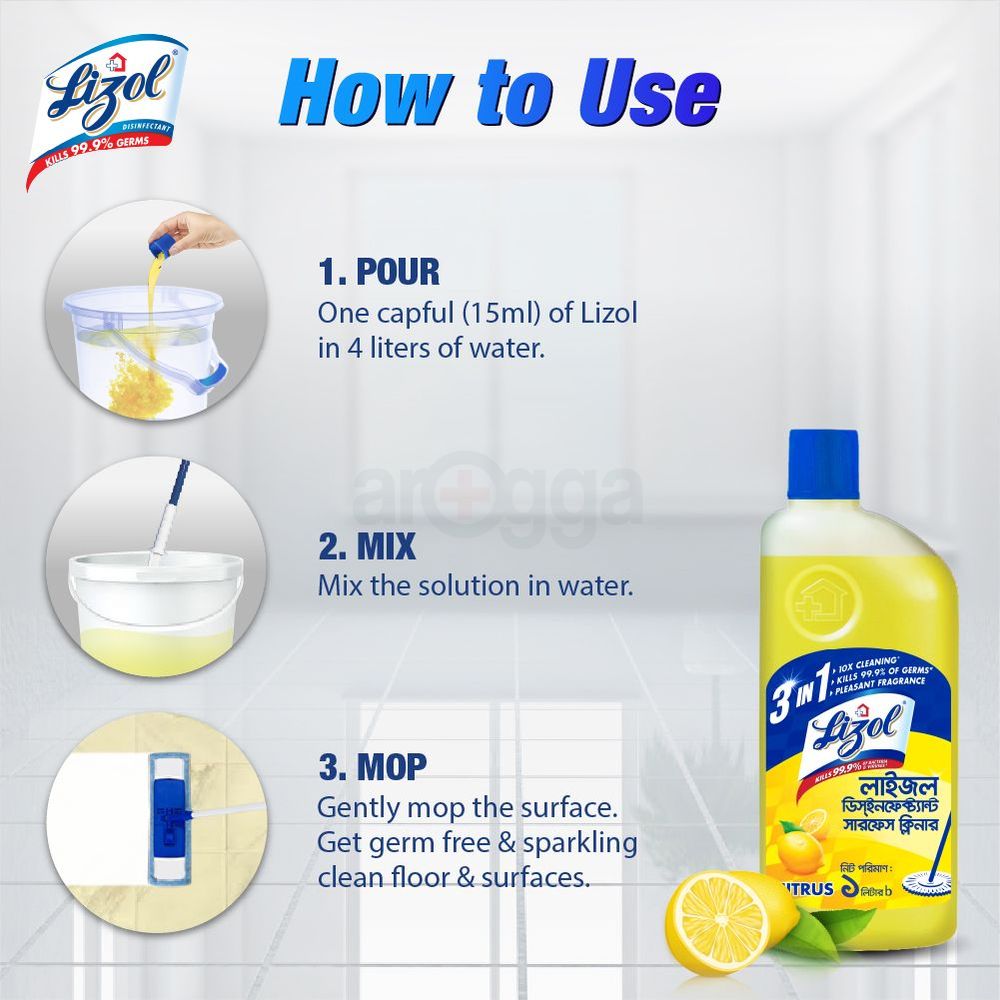 Lizol Citrus Disinfectant Surface Cleaner 1 L  