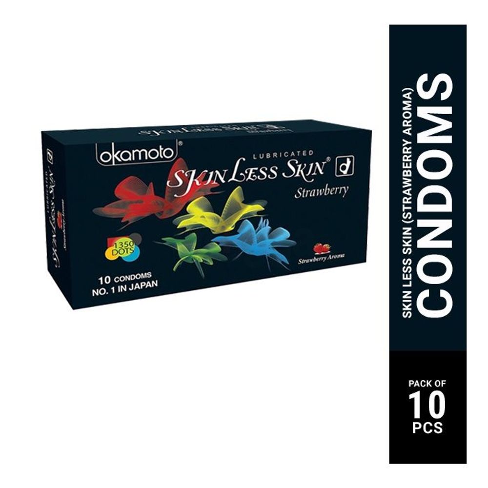 Okamoto Skinless Skin Strawberry Dotted Condom - 10Pcs Pack(Japan)  